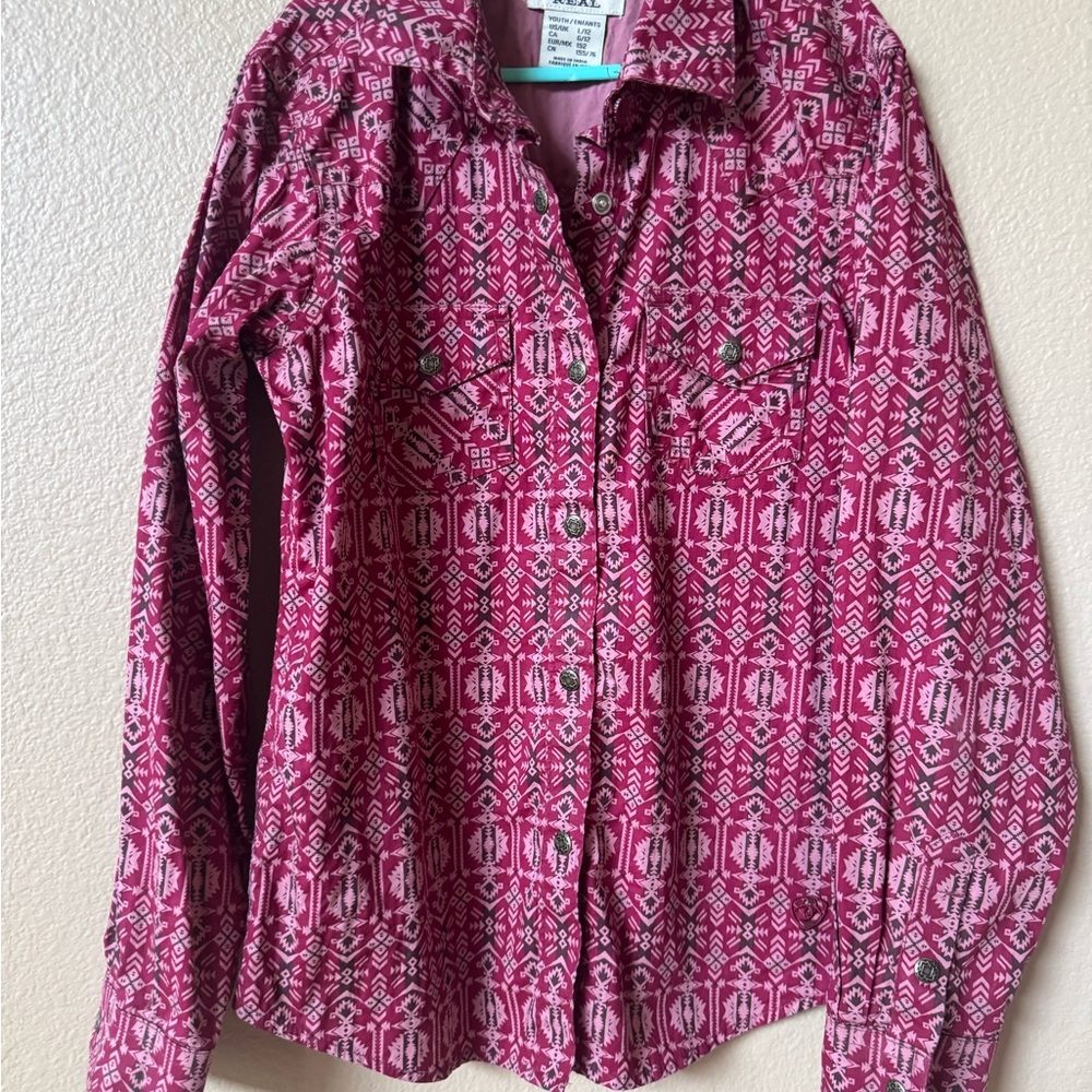 Pink Geometric Button-Up Shirt ariat